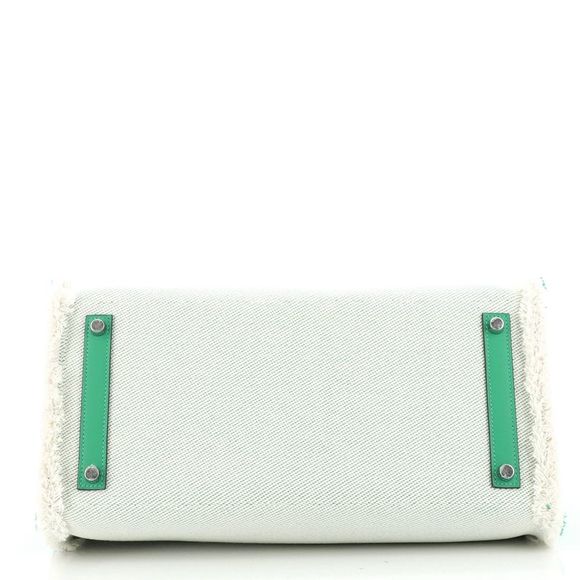 Hermes Fray Fray Birkin Bag Toile and Swift 35 Green, Neutral - Picture 5 of 8